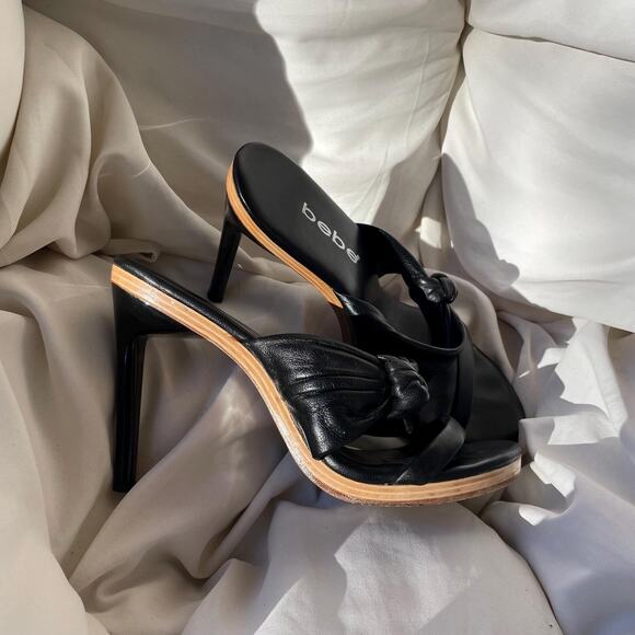 y2k vintage 00's bebe black leather heel made in Italy | Size US 9 - Picture 6 of 7